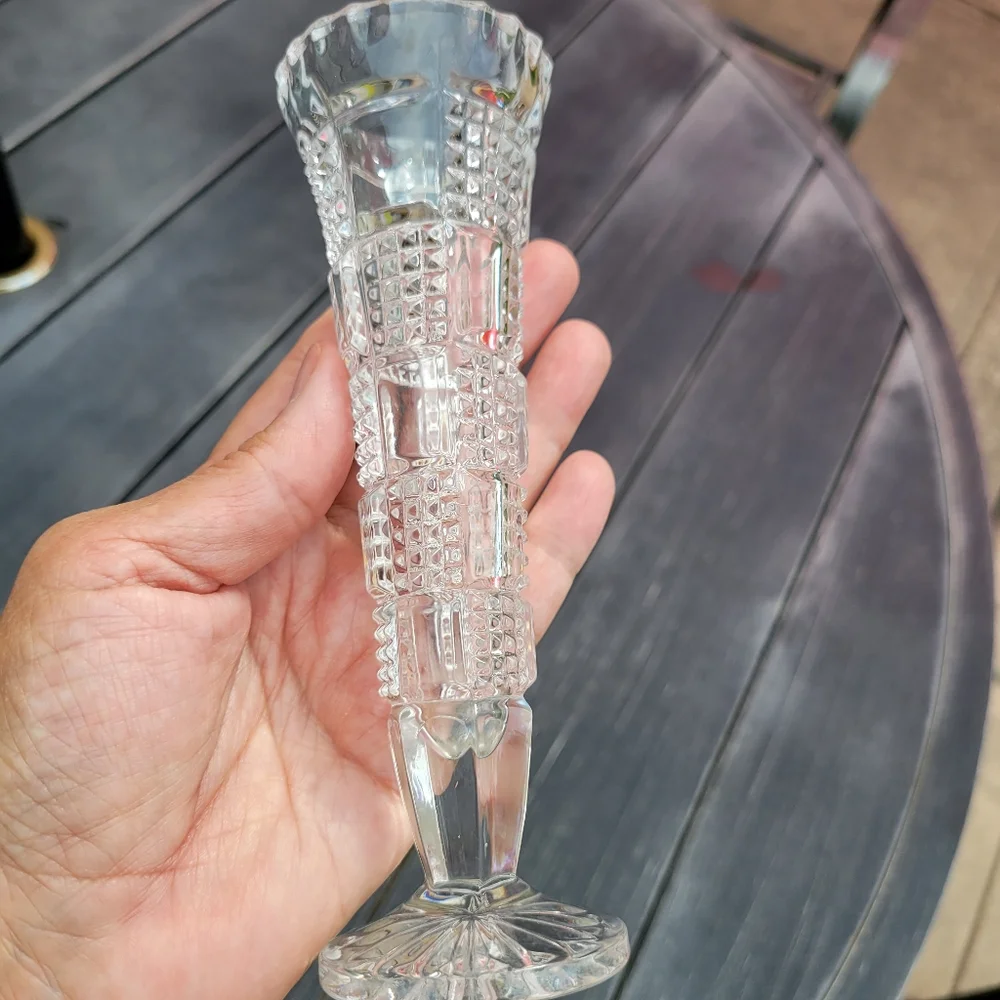 Pretty Vintage Cut Glass Bud Vase ~ Nice!